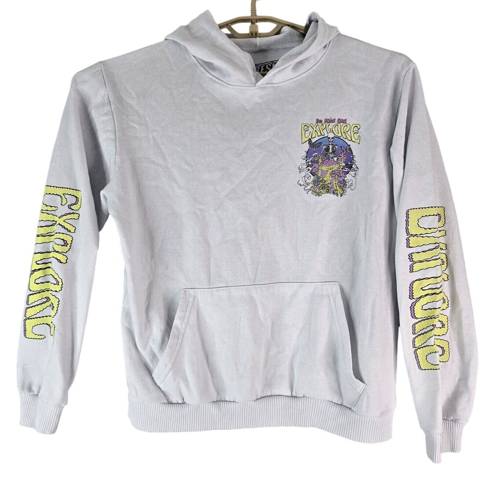 Fresh Laundry Explore Trippy Magic Shroom Skull Butterfly‎ Hoodie Size Large